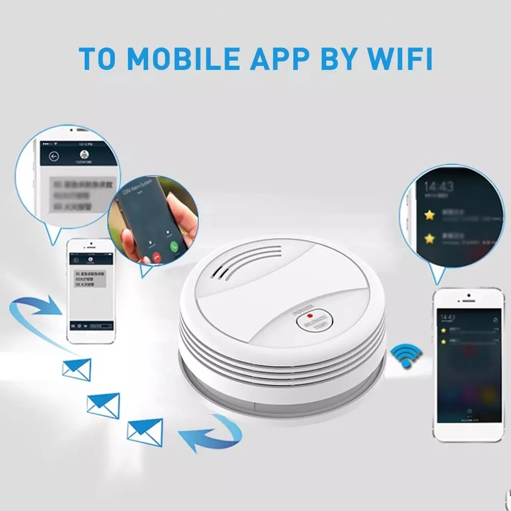 Tuya Smart Wifi Smoke Detector Sensor 80DB Alarm Fire Smoke Detector Wifi Fire Protection Home Security Alarm Smart Life APP smoke alarm