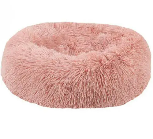 Розовый Newest Hot Comfortable Soft Plush Pet Calming Dog Cat Round Nest Sleeping Small Warm Bed 7 Colors Optional - Цвет: Розовый
