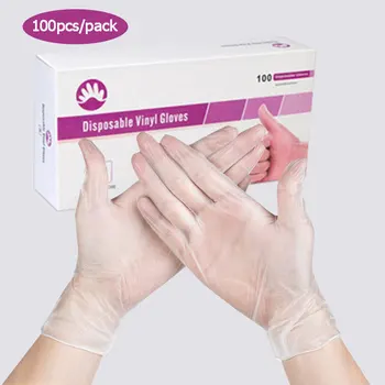 

100pcs Disposable PVC Gloves Anti-virus Safety Food-grade Household Protective Gloves Transparent Latex Cleaning Gloves guantes