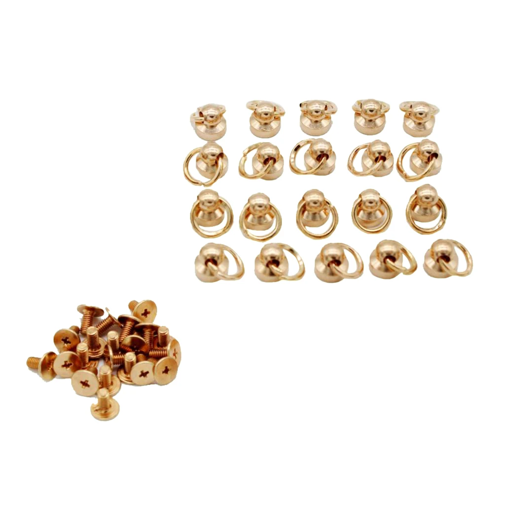 20 Pieces Brass Rivet Studs Screw Back Round Head O Ring Leather Craft Punk Spot