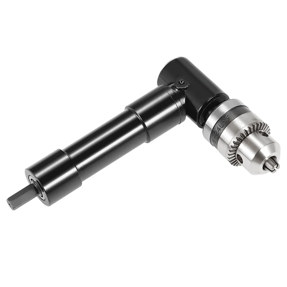 Cordless Right Angle Drill Attachment Adapter With 3/8" Keyed Chuck Tool Black 