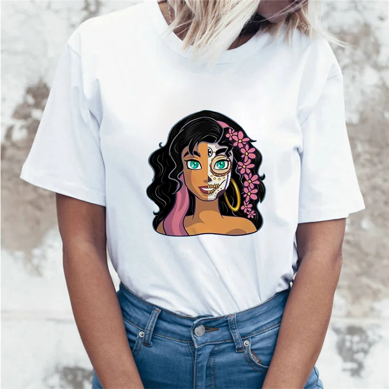 New Product Fashion Women Hot Sale Short Sleeve T Shirt Funny Two Face  Disney Princess Printed Spoof Cool Female Clothes 80397|T-Shirts| -  AliExpress