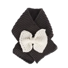 Лидер продаж, дизайнерский зимний теплый вязаный шарф для девочек, милый шейный шарф с бантом, шарфы для девочек, детский шарф для девочки