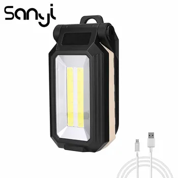 

4 Lighting Modes Flashlight Built-in Charging Battery Portable LED T6 COB Flashlamp Foldable Lantern Camping Lamp Working Torch