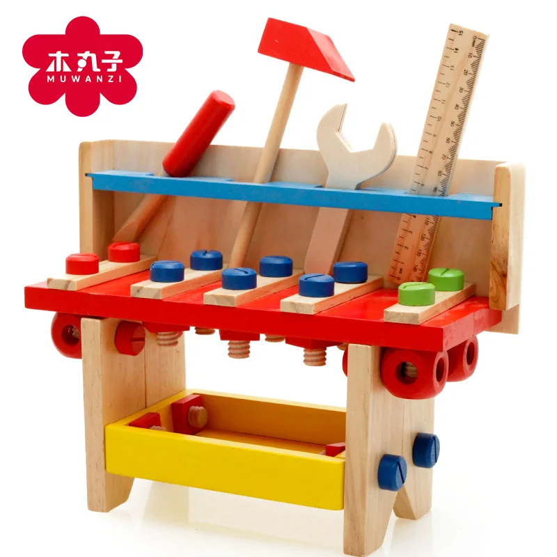 

MWZ Educational Children Wooden Tool Table Spell Disassembly Nut Combination Early Education Toy