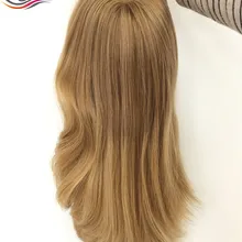 Натуральные волнистые 14 дюймов Большой слой 12/14 красота блонд цвет парик из европейских волос с телом