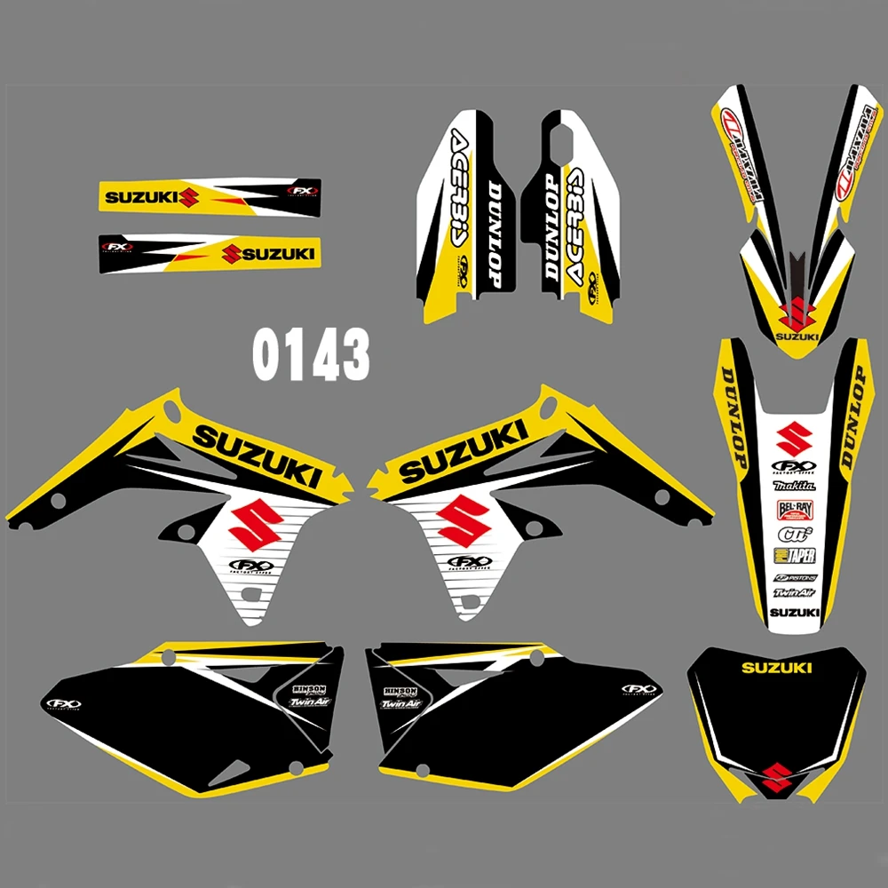 

For SUZUKI RMZ450 2008-2017 Graphics Decals Stickers Custom Number Name 3M Full Motorcycle Backgrounds Stickers Accessories
