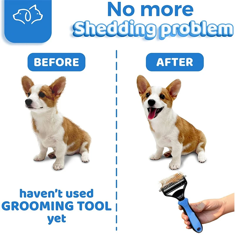 Pet Hair Brush Pet Grooming Cleaning Tool 2 in 1 Pet Shedding Tool Combining Open Knot Hair Removal Hair Comb Removal Comb For Cats Dogs