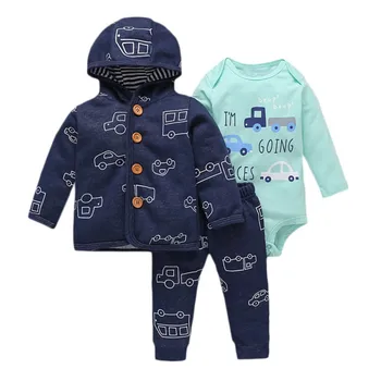 

Baby Boy Clothes Sets Long-Sleeved Baby Coat Trousers Infant Boys Cartoon Letter Pants Love Print Hooded Jacket