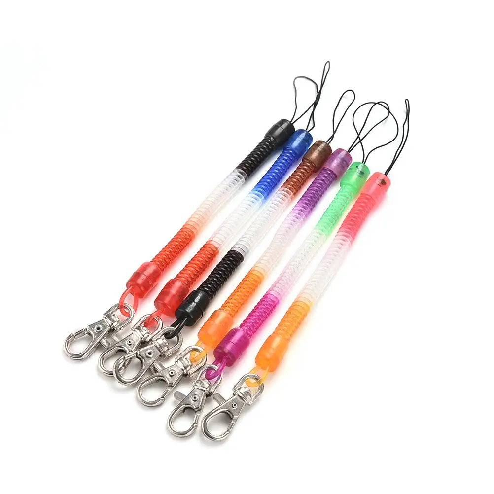 6pcs Plastic Black Retractable Spring Coil Spiral Stretch Chain Keychain Key Ring For Men Women Key Holder Keyring Gifts