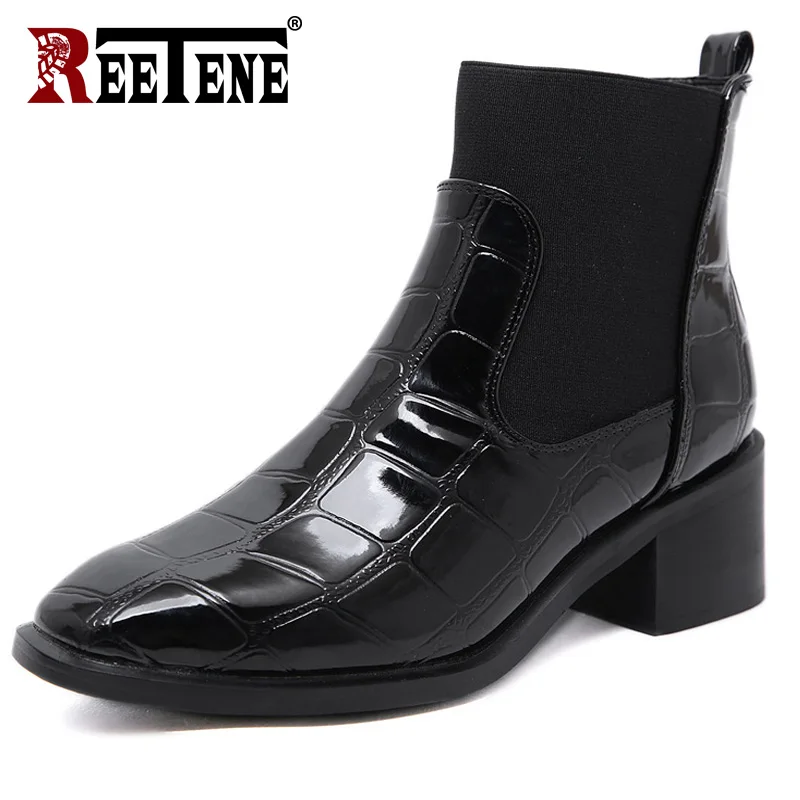 Reetene/женские ботильоны Модные из лакированной кожи коллекция 2019 года шикарные