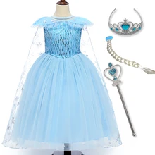 Фантазия на Хэллоуин, Infantil, платье принцессы Анны и Эльзы Детский карнавальный костюм платье для девочек, Рождественская Праздничная детская одежда
