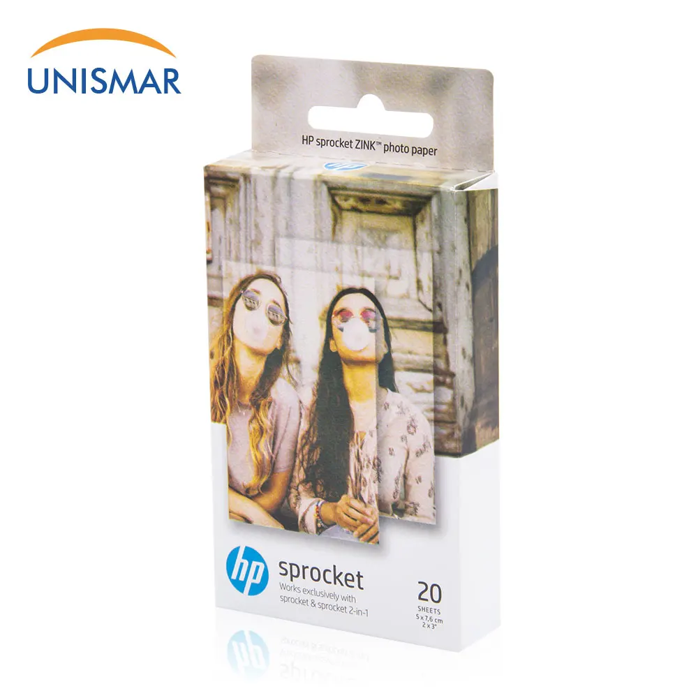 

Unismar Original Zink Photo Paper 5*7.6cm for HP Sprocket Photo Printer No Ink Sticky-Backed Diy Photographic Printing 20 Sheets