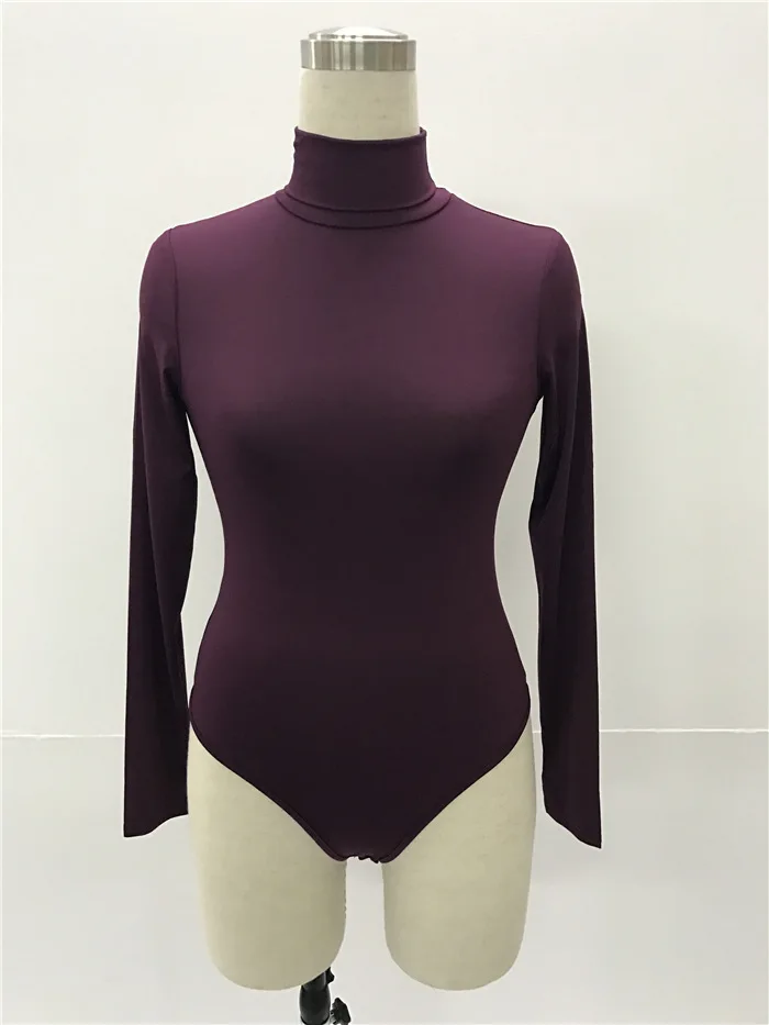 thong bodysuit Autumn Casual Turtleneck Thin Skinny Women Basic Bodysuit Long Sleeve Top Office Lady Elastic Elegant Solid Jumpsuits High Waist cut out bodysuit