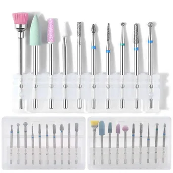 

10Pcs Ceramic Diamond Nail Drill Bit Electric Nail Mills Cutter for Manicure Machine Pedicure Tools Nail Files Accessories