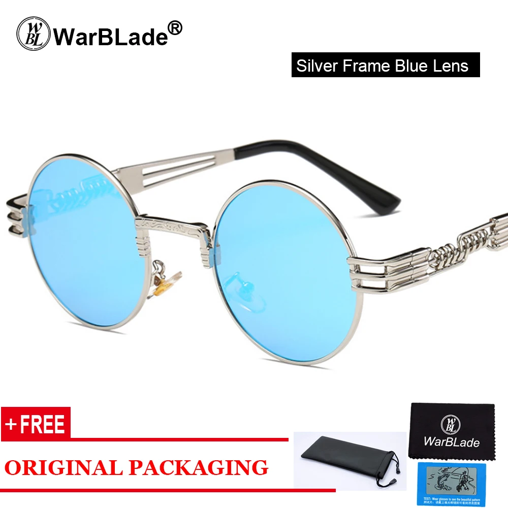 silver blue Бренд WarBLade дизайнерские классические круглые очки с полароидным стеклом мужские винтажные очки в ретро стиле водительские солнцезащитные очки женские - Цвет линз: silver blue