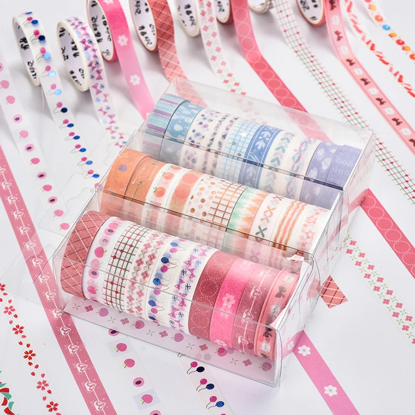 

10Pcs Or 12Pcs Washi Tape Set Slim Decorative Adhesive Tape School Supplies Scrapbooking Diary Japanese Stationery Masking Tape