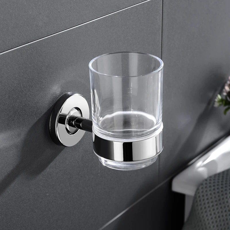 Toothbrush Holder Stainless Steel Wall Mounted Chrome Plating Bathroom Toothbrush Cups Holder Hanger