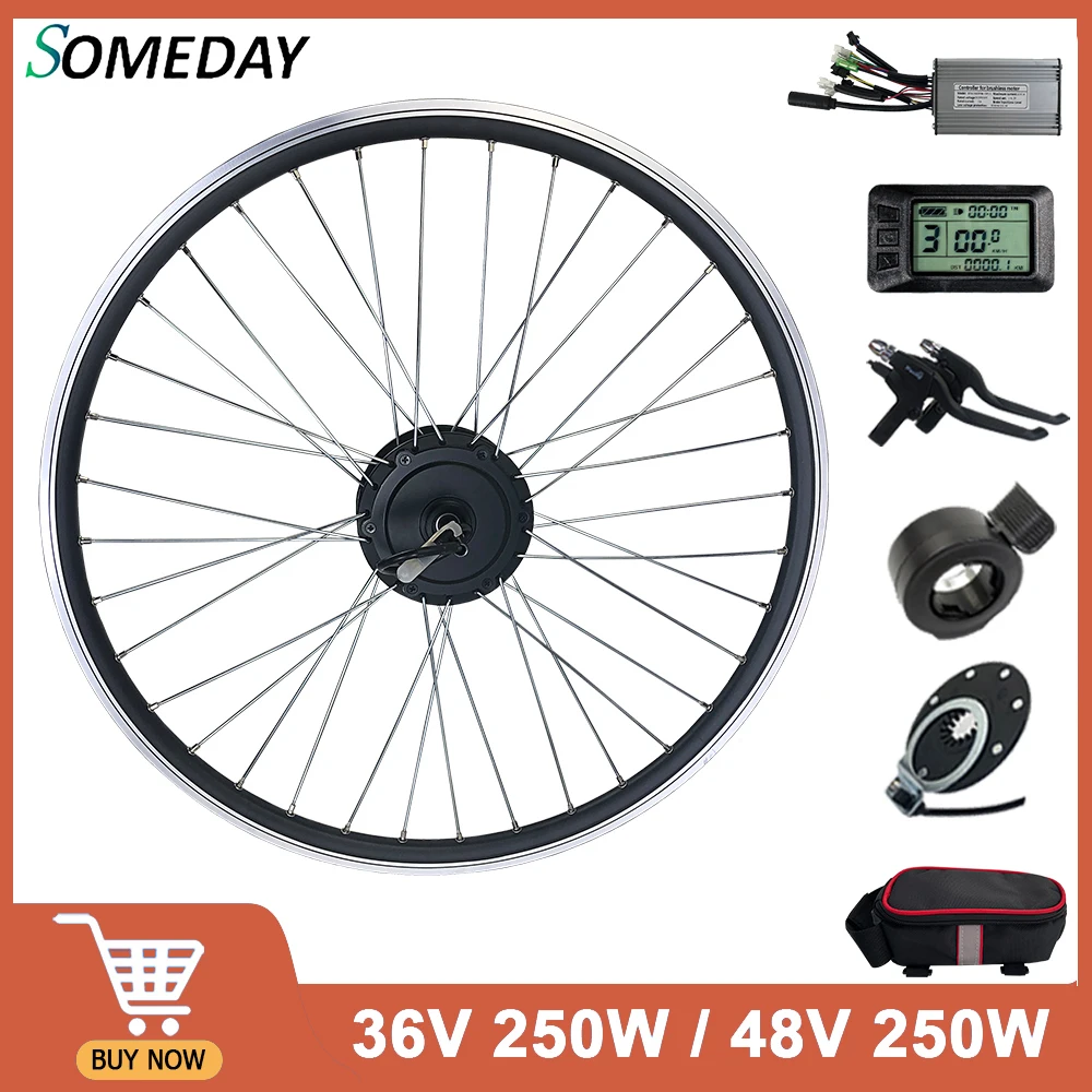 36v 250w 48v 250w Electric Bike Wheel Hub Motor Conversion Kit 20”26"29 "700c Rear Cassette For