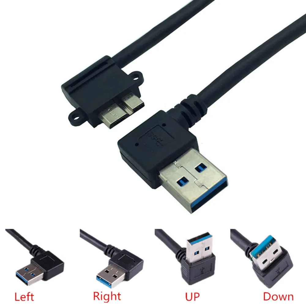 

USB 3.0 A 90 Degree Up Angle Male to Micro B male 10pin 90 Degree Left Angle Short Data and Charging Cable