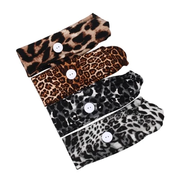 

Leopard Elastic Headbands with Buttons Face Mask Criss Cross Turbans Head Wrap Hair Bands