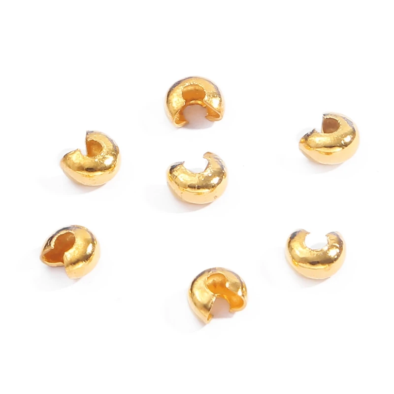 Assorted Sizes Plated Alloy Crimp Bead Covers - 100pcs Jewelry Making Accessories