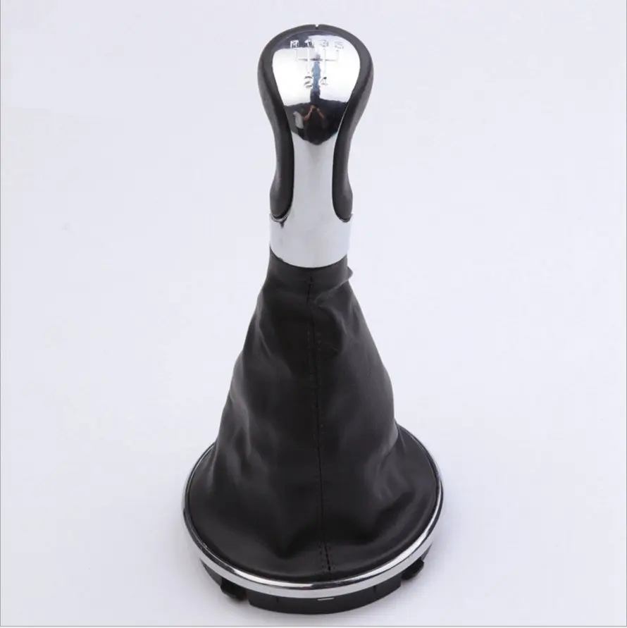 

For Skoda Fabia 2 2007 2008 2009 2010/Roomster 2006-2010 New 5 speed Gear Shift Knob With Leather Gaiter Sliver Cap 5J0711113F