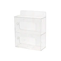 Clear Wall Mount Acrylic Double Side Loading Glove Box Dispenser Holder 10" Width x 11" Height x 4" Depth 1