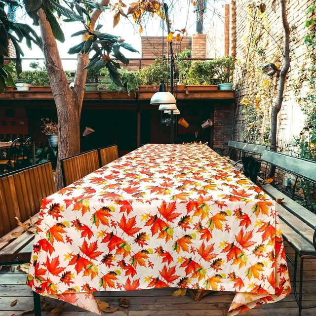 Tovaglie di foglie di acero di autunno del ringraziamento, decorazione di  plastica della copertura della tavola del raccolto di autunno - AliExpress