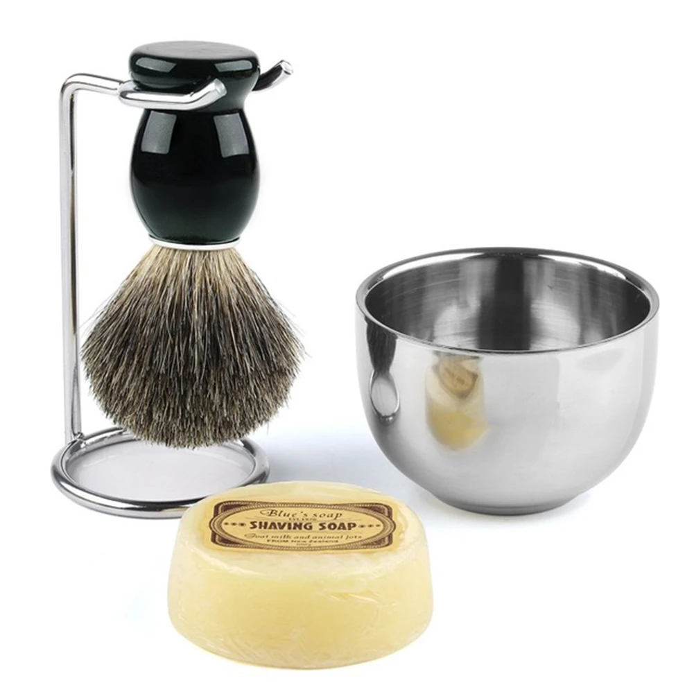 Mens Shaving Set Fine Badger Bristle Shave Brush+stand+bowl Cup+soap
