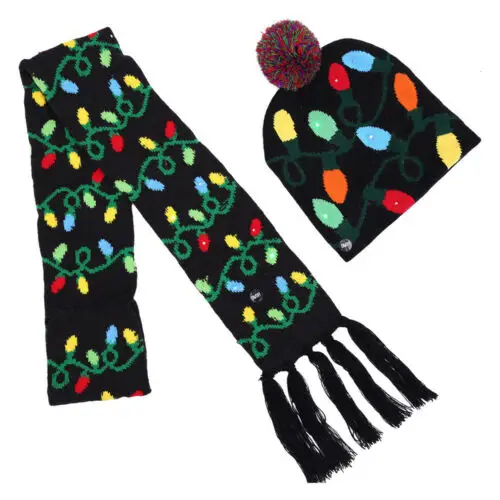 LED string hat scarf Креативный светодиодный светильник для рождественской елки, шапочки для детей и взрослых, модные вязаные шапки, декор на шарф, подарки - Цвет: LED string hat scarf