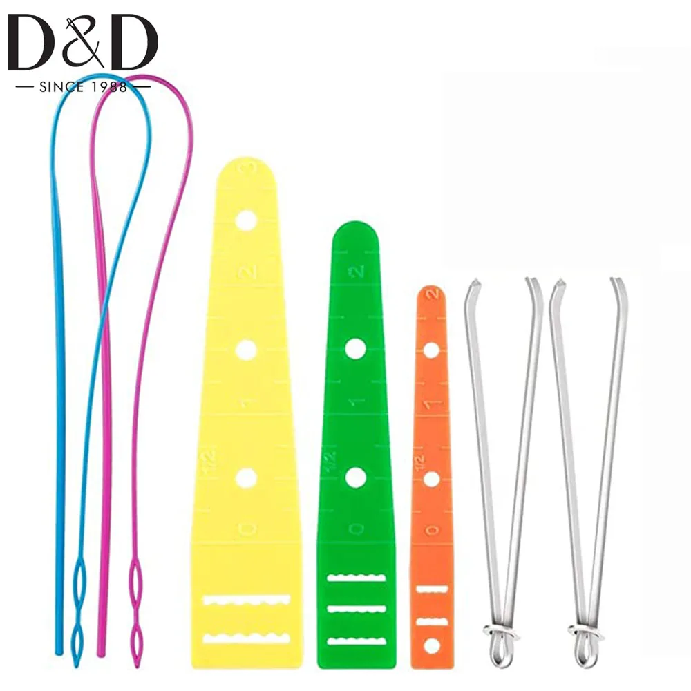 

D&D 7pcs/Set Flexible Drawstring Threader Replacement&3pcs Flat plastic threader&2pcs Metal Tweezers for Jackets Swim Trunks