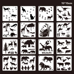 Balleenshiny 16 pçs/set diy modelo de pintura animal mundo vida marinha série pássaro multifuncional oco modelo criança brinquedos