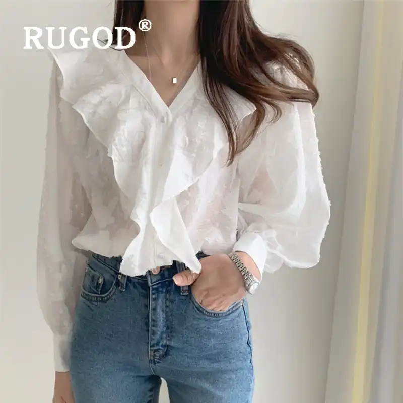 sheer ruffle top