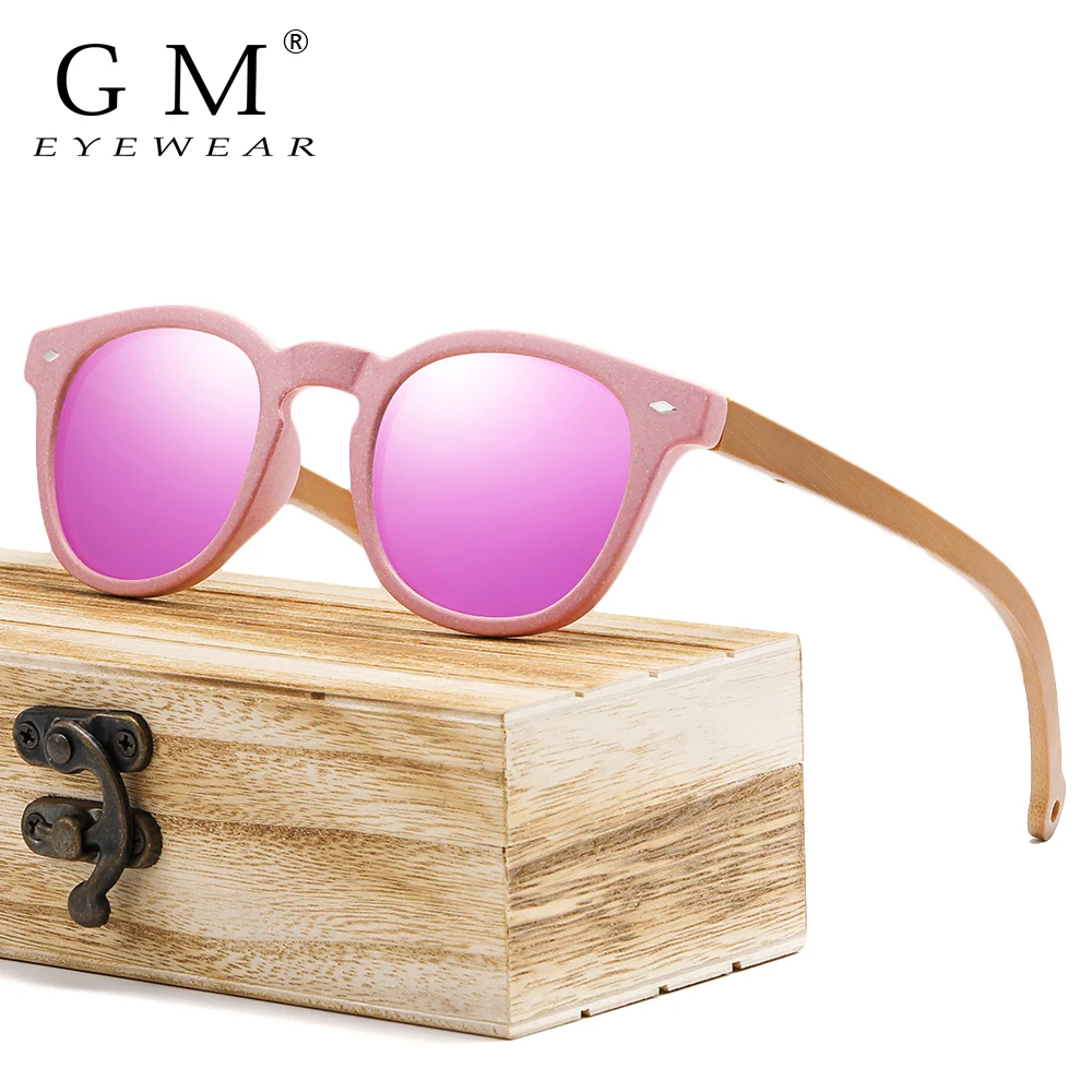 

GM Brand New Degradable Eco-Friendly Wooden Grain Frames Ultralight Female Small Face Polarized Delicate Fashion Sunglasses