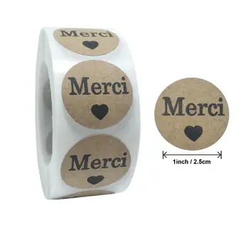 

Kraft label paper 500pcs Merci Thank You Sticker Seal Labels Christmas Gift Decoration Sticker for Package Stationery Sticker