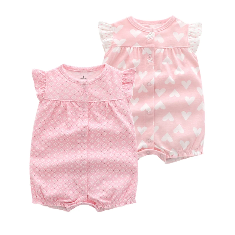 2Pcs/lot  Brand Summer 2021 Baby Girl Clothes Cotton Jumpsuit Baby Clothing Short sleeve  Infant Boys Clothes 0-24M Baby Rompers coloured baby bodysuits Baby Rompers