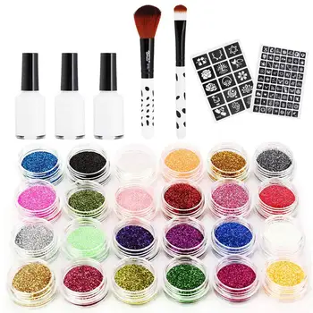 

Glitter Temporary Tattoo Kits Colorful Cool Cute Body Painting Art Waterproof Temporary Tattoo For Teenagers And Adults
