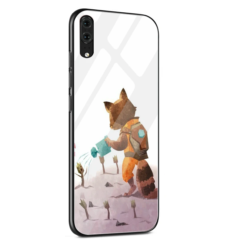 Чехол из стекла для huawei P10 P20 P30 Lite Pro P Smart mate 10 20 Lite Y6 Y9 Honor 7A 8X9 10 Cover Guardian Rocket енот Shell - Цвет: G1