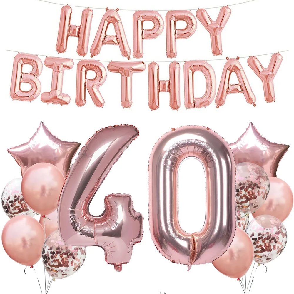 28 Amawill 60th С Днем Рождения Розовое золото конфетти 32 дюймов номер фольги шар для взрослых День Рождения Декор юбилей поставки 75D - Цвет: 28