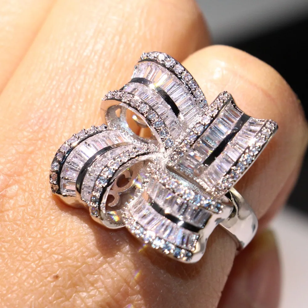 YaYI Jewelry Princess Cut AAA+ White Cubic Zirconia Silver Color Engagement Wedding Heart Rings Party Rings Gifts