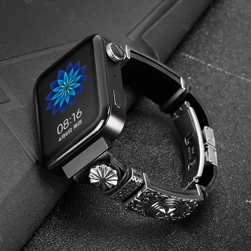 Кожаный браслет ремешок для Xiao mi Смарт-часы Мстители Ретро ремешок для часов mi аксессуары сменный ремешок