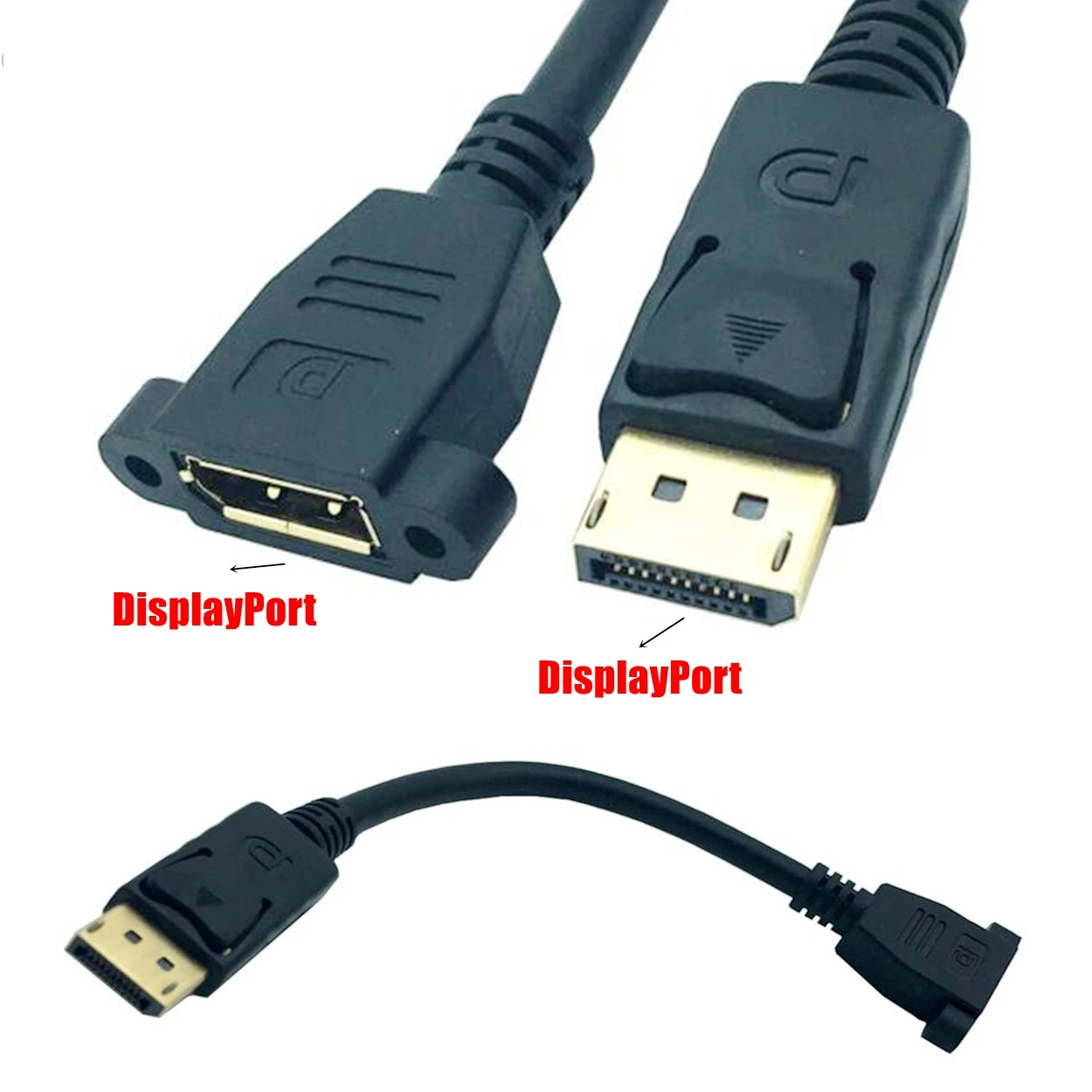 Удлинительный кабель 30 см со штекером DisplayPort на гнездо с креплением панели для