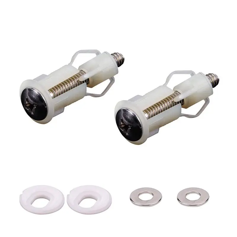 WSFS Hot Toilet Seat Hinges Screws WC Hole Fixing Easy Installation 2 Pack Universal Replacement Toilet Seat Hinge Set