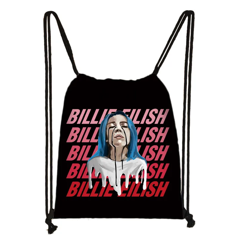 Billie Eilish сумка на шнурке женская модная сумка для хранения рюкзак из парусины для подростков женские вечерние сумки для покупок - Цвет: skdemili10