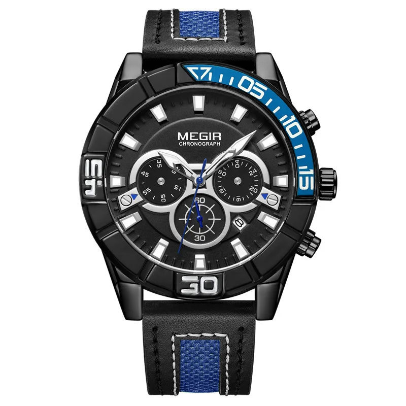 

Natural Detox Gainer Megir Watch Men Waterproof Timing Calendar Large Dial MEN'S Watch Quartz Watch 2066