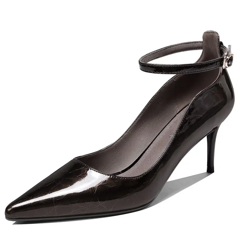 as picture ALLBITEFO high quality women heels simple style spring autumn office ladies shoes Single buckle pointed toe high heel shoes - Цвет: as picture