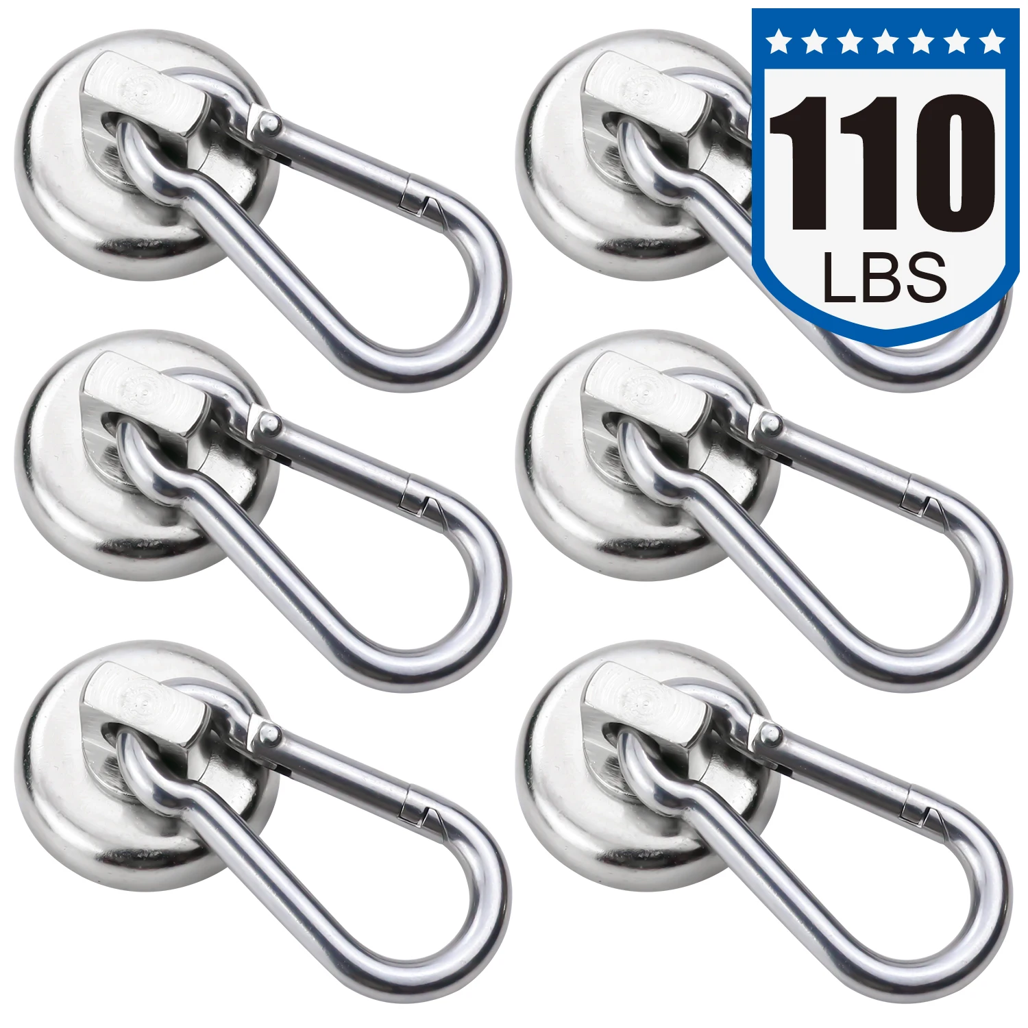 D32MM 110lbs Swing Magnetic Hooks Heavy Duty Neodymium Magnet Hooks,for Your Refrigerator and Other Magnetic Surfaces,Pack of 6