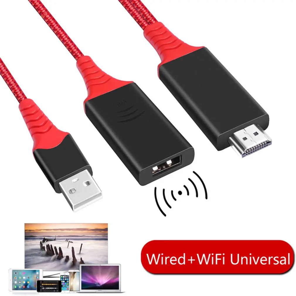

New Usb Female 2In1 Hdtv Wireless Hdmi Video Display Cable Wireless Display Adapter For Iphone For Samsung For Xiaomi For Huawei