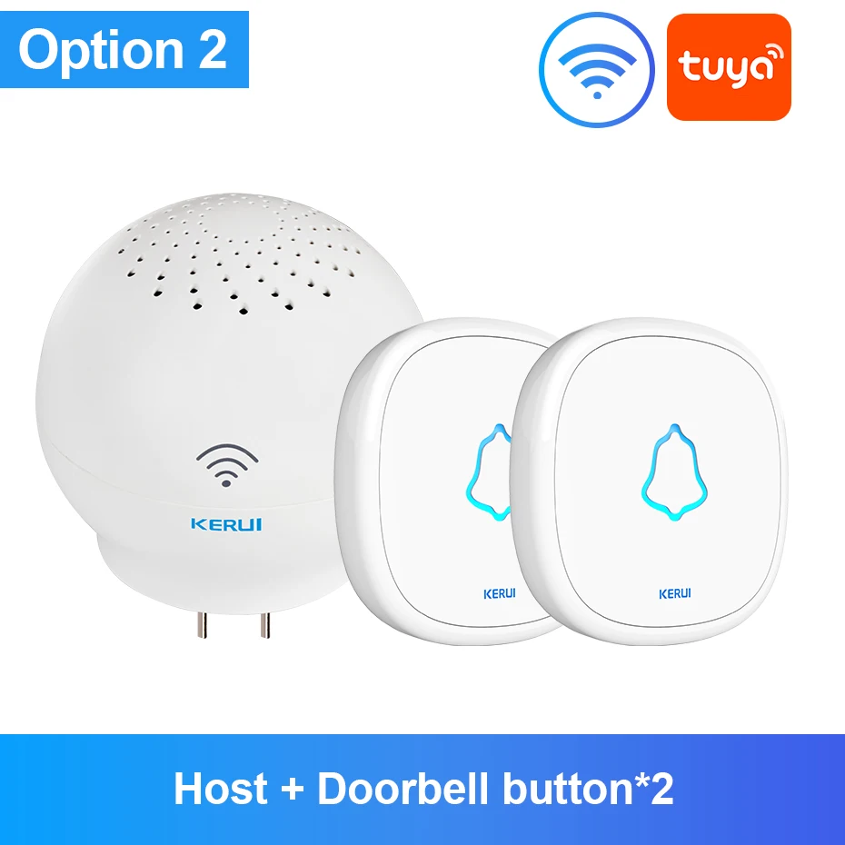 Alarm KIT2 KERUI WM5221 Tuya Smart wifi домашняя система охранной сигнализации wifi дверной звонок 52 Песни приложение управление беспроводной дверной датчик охранная сигнализация - Цвет: Alarm KIT2